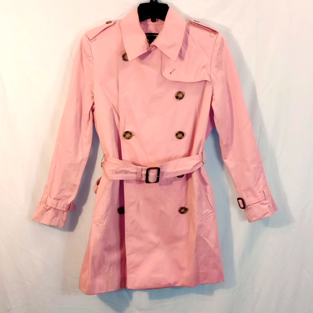 Jones New York Signature Pink coat/jacket Medium 100% Cotton Rain Jacket